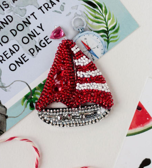 Brooch Bead Embroidery Boat DIY Jewelry Making Beading kit Pin