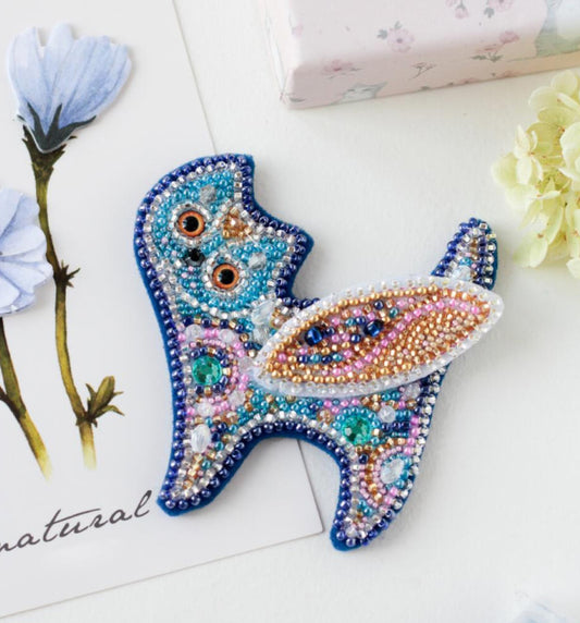 Brooch Bead Embroidery Kit Fairy cat DIY Jewelry Making Beading kit Pin