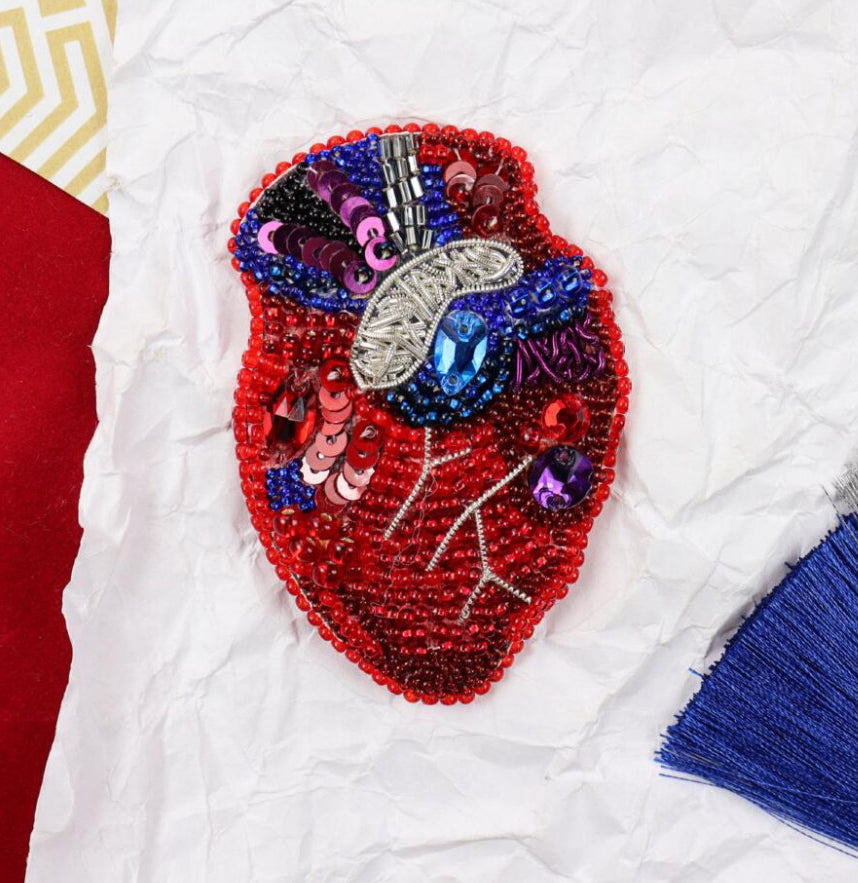 Brooch Bead Embroidery Kit Heartbeat DIY Jewelry Making Beading kit Pin