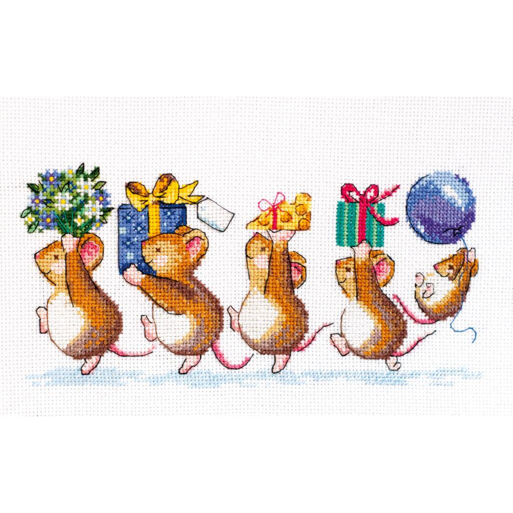 Counted Cross stitch kit Happy Mice DIY Abris Art