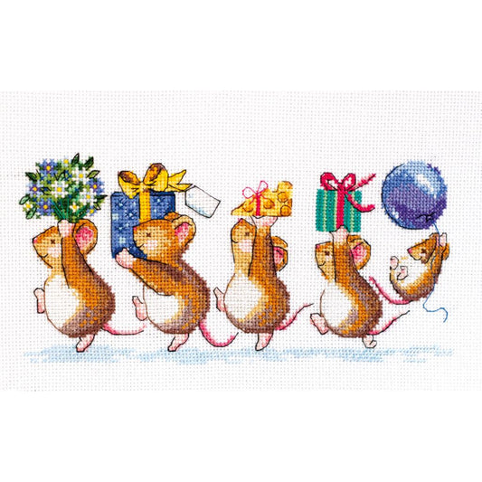 Counted Cross stitch kit Happy Mice DIY Abris Art