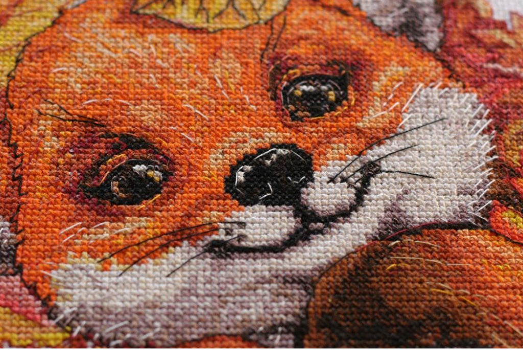 Zählmuster-Kreuzstichset „Fuchs“ zum Selbermachen, unbedruckte Leinwand