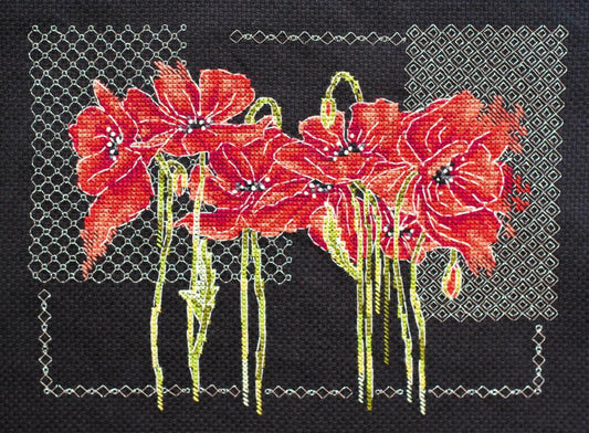 Counted Cross Stitch Kit Poppies Flowers DIY Abris Art