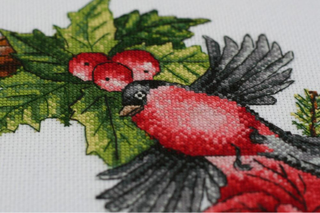 Kit de broderie au point de croix compté Couronne de Noël DIY Toile non imprimée 