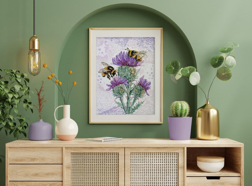 Kreuzstichset mit Zählmuster, Distelblume, DIY, unbedruckte Leinwand 