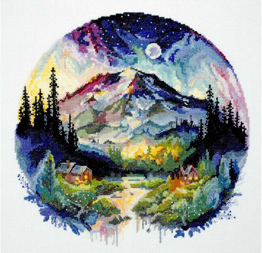 Kreuzstichset Berge DIY Unbedruckte Leinwand 