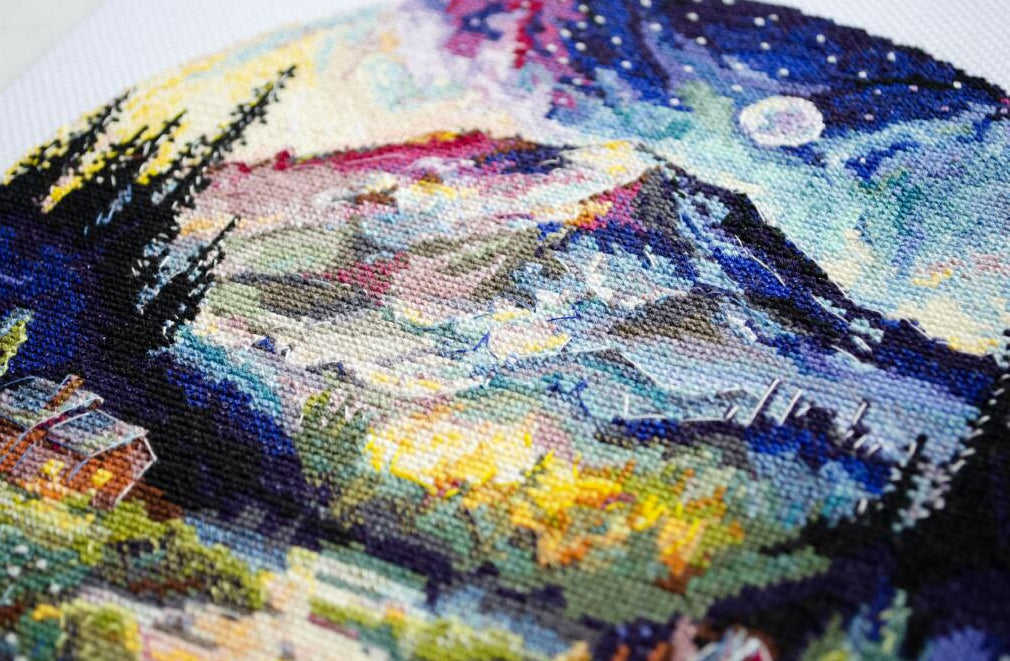 Kreuzstichset Berge DIY Unbedruckte Leinwand 