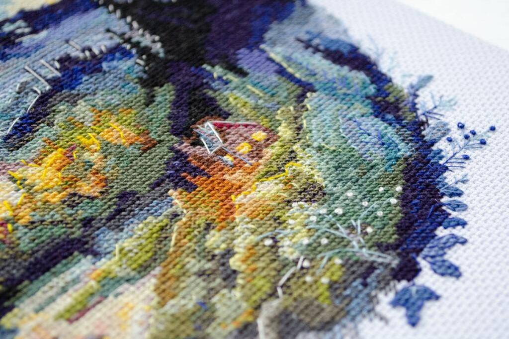 Kreuzstichset Berge DIY Unbedruckte Leinwand 