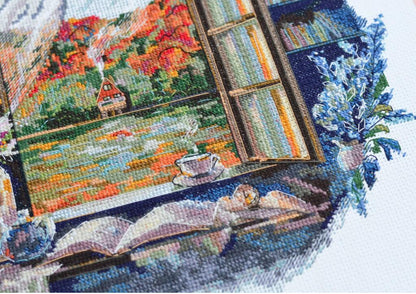 Counted Cross Stitch Kit "Tea by the Window" DIY by Abris Art