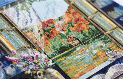 Counted Cross Stitch Kit "Tea by the Window" DIY by Abris Art