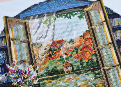 Counted Cross Stitch Kit "Tea by the Window" DIY by Abris Art
