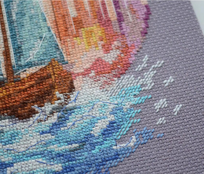Counted Cross Stitch Kit "On the Waves of Adventure" DIY by Abris Art