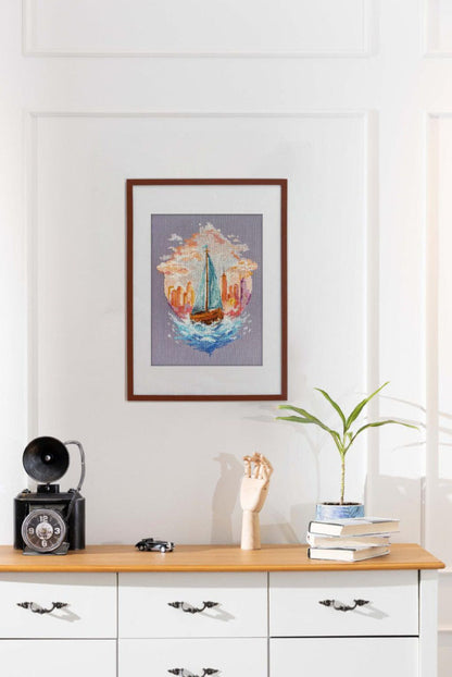 Counted Cross Stitch Kit "On the Waves of Adventure" DIY by Abris Art