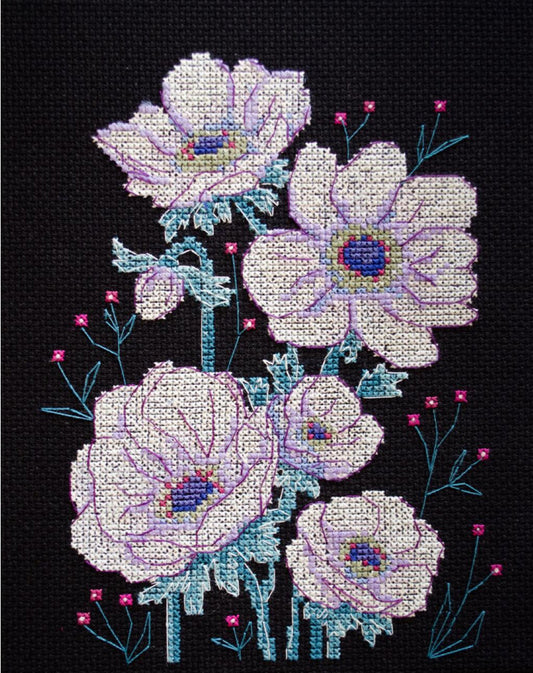 Counted Cross Stitch Kit Night flowers DIY Abris Art