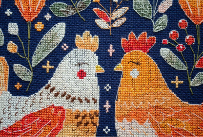 Counted Cross Stitch Kit "Chicken Friends" DIY by Abris Art