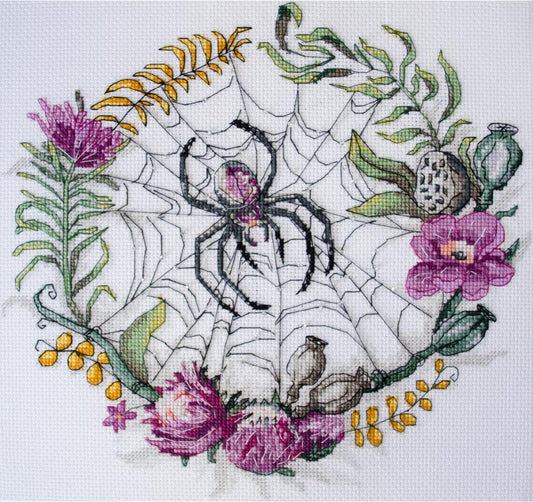 Counted Cross Stitch Kit Spider in the flowers DIY Abris Art