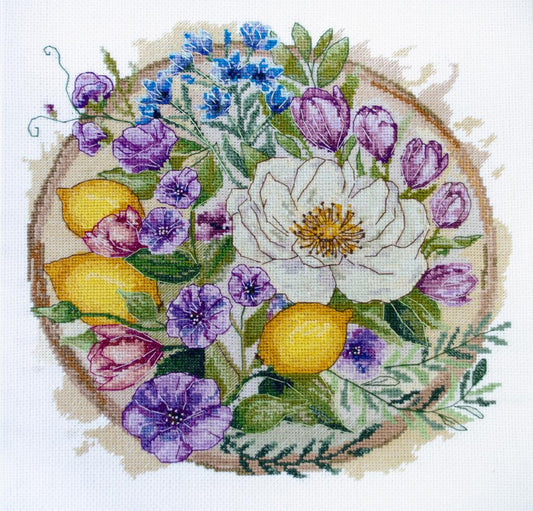 Counted Cross stitch kit Summer flowers DIY Abris Art