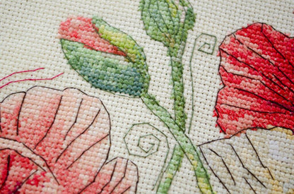 Counted Cross stitch kit "Poppies flowers" DIY by Abris Art