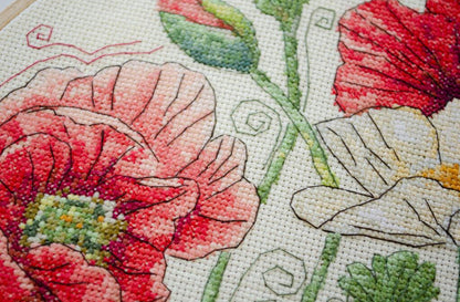 Counted Cross stitch kit "Poppies flowers" DIY by Abris Art