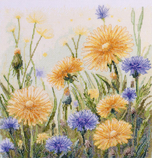 Counted Cross stitch kit Summer flowers DIY Abris Art