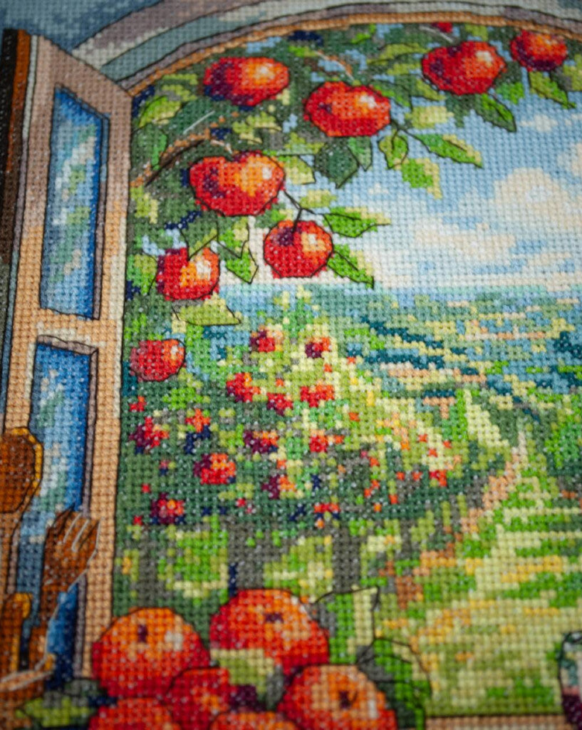 Kreuzstichset „Gänse“ zum Selbermachen, unbedruckte Leinwand, gezählt