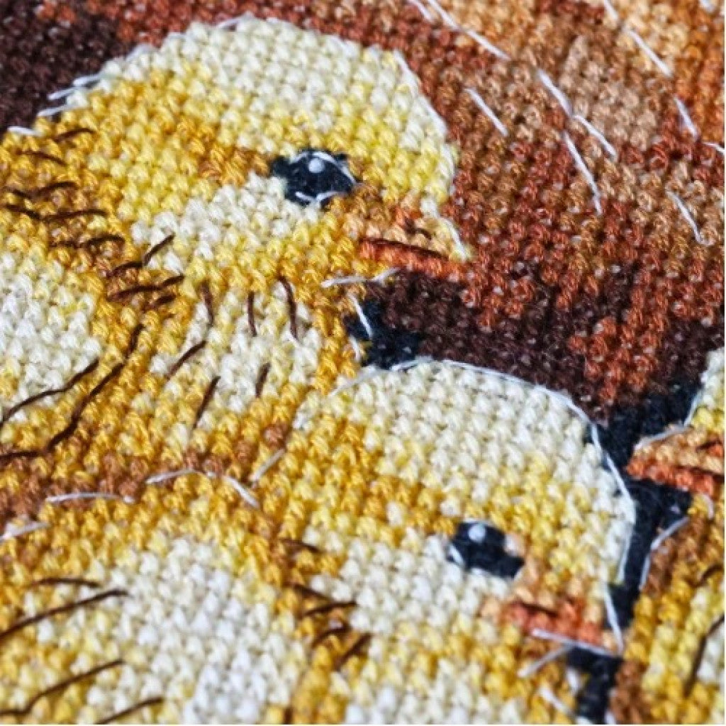 Kreuzstichset „Gänse“ zum Selbermachen, unbedruckte Leinwand, gezählt
