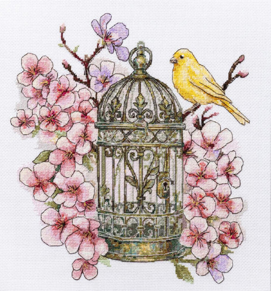 Counted Cross Stitch Kit The Canary's Song DIY Abris Art
