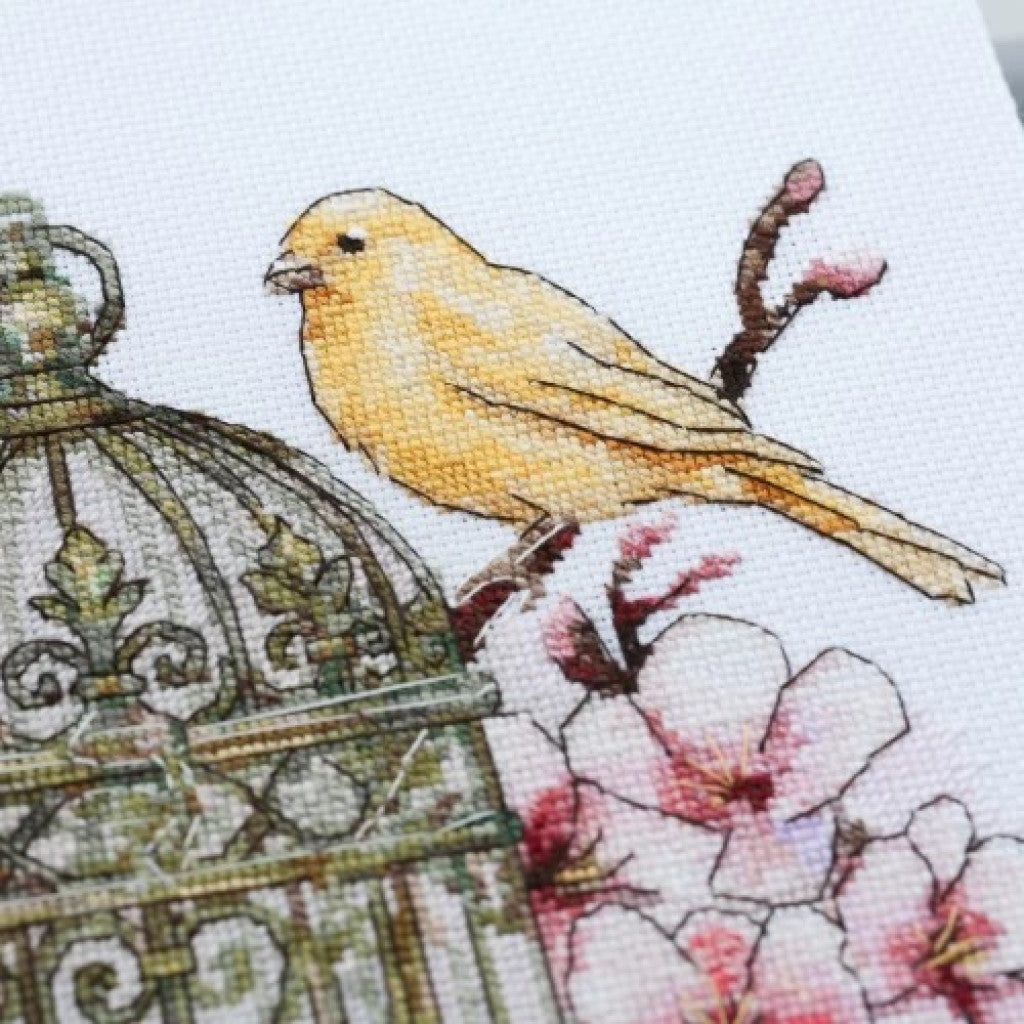 Kit de point de croix compté Corbeau blanc DIY Toile non imprimée 
