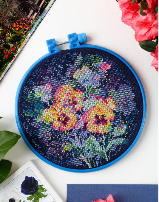 Gezähltes Kreuzstichset Aquarell Viola DIY Unbedruckte Leinwand