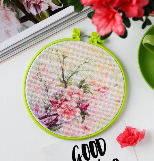 Zählmuster-Kreuzstichset „Zärtlicher Frühling“ zum Selbermachen, unbedruckte Leinwand