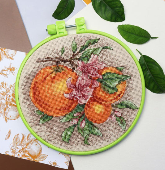 Counted Cross Stitch Kit Orange DIY Abris Art