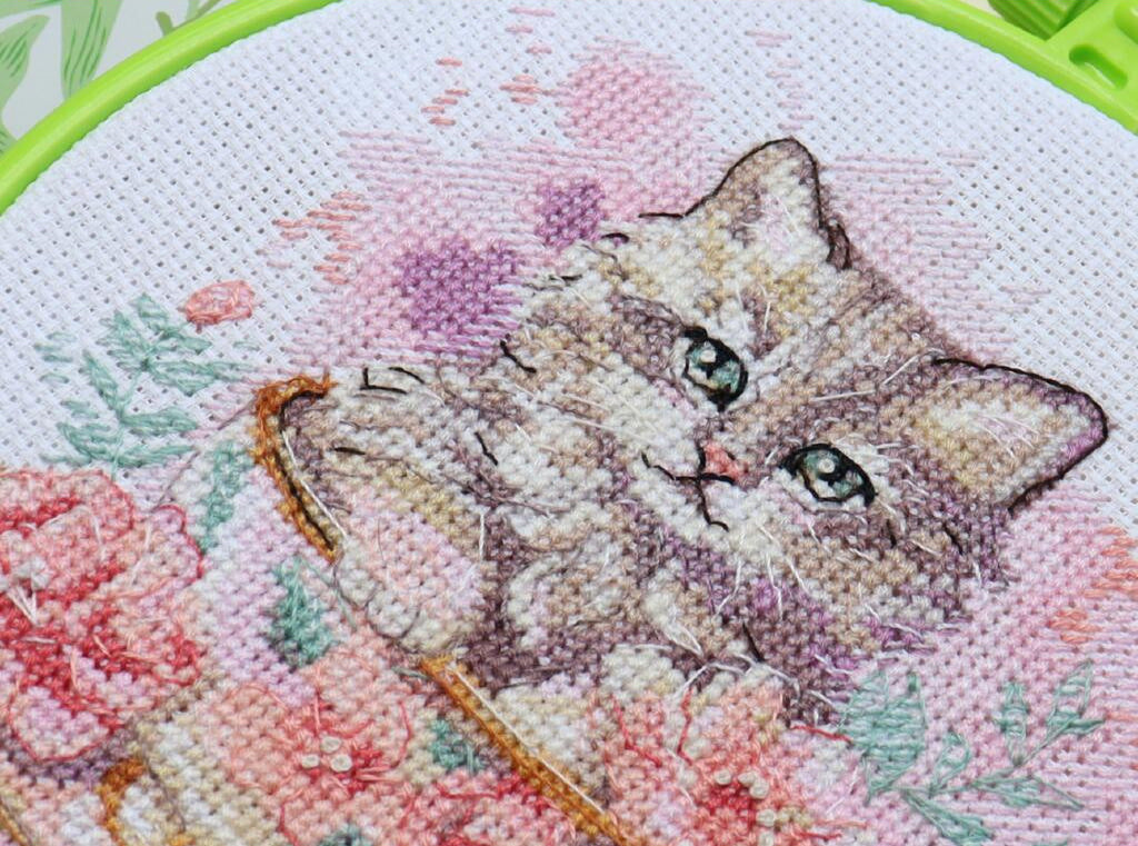 Kit de broderie au point de croix compté Chat DIY Toile non imprimée 