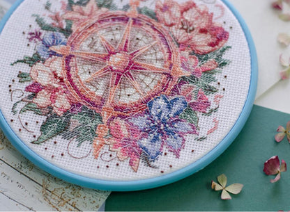 Counted Cross Stitch Kit "Flower compass" DIY by Abris Art