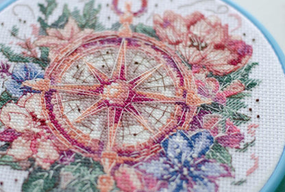 Counted Cross Stitch Kit "Flower compass" DIY by Abris Art