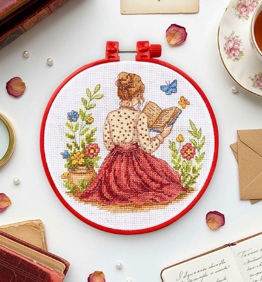 Counted Cross stitch kit Girl with book DIY Abris Art