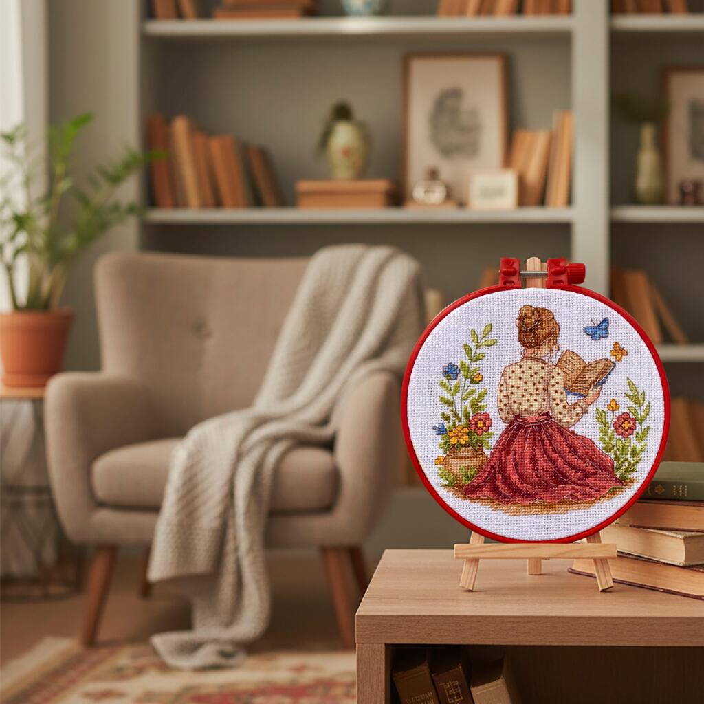 Counted Cross stitch kit "Girl with book" DIY by Abris Art
