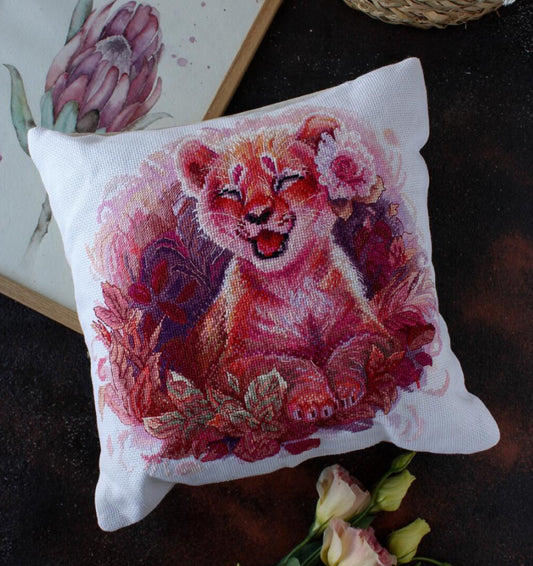 Pillow Cross Stitch Kit Little lion DIY Abris Art