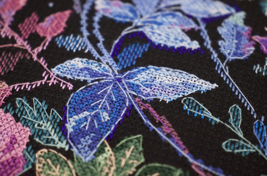 Pillow Cross Stitch Kit Night Flowers DIY Abris Art