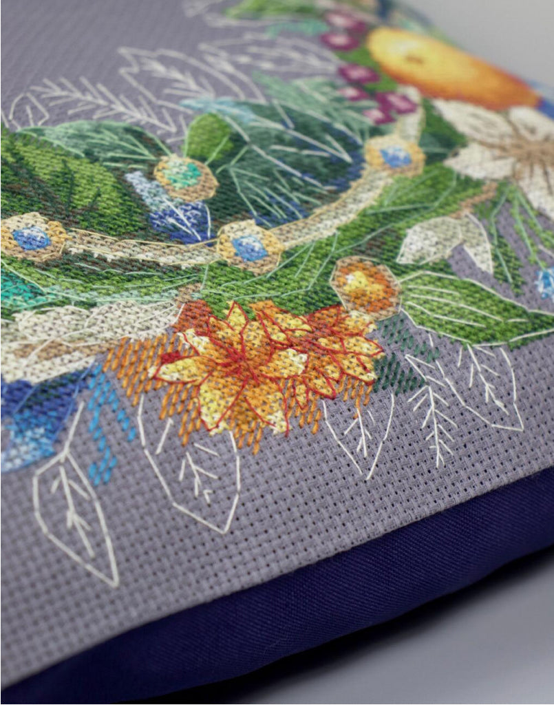 Pillow Cross Stitch Kit Holiday wreath DIY Abris Art