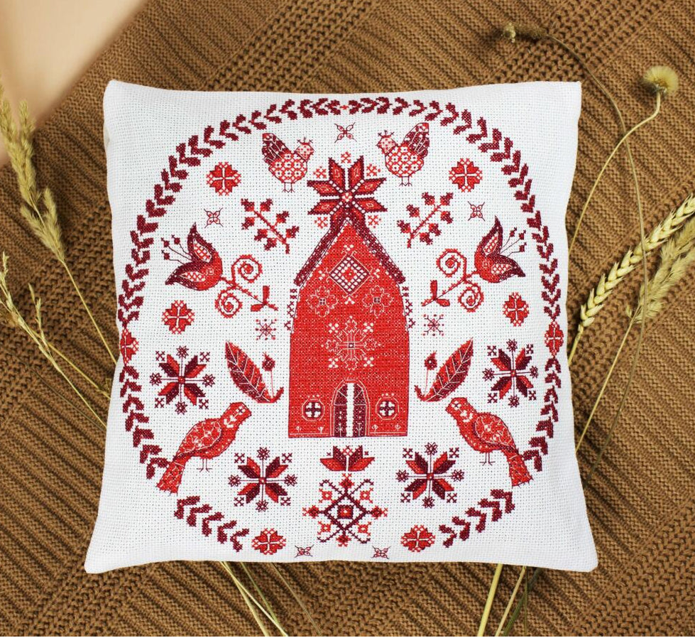 Pillow Cross Stitch Kit Cozy home DIY Abris Art