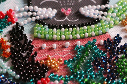Bead Embroidery Kit Christmas cat DIY Abris Art