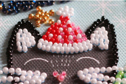 Bead Embroidery Kit Christmas cat DIY Abris Art