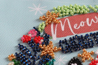 Bead Embroidery Kit Christmas cat DIY Abris Art