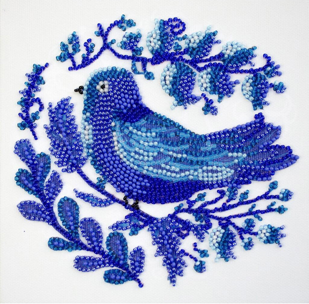 Bead Embroidery Kit Blue bird DIY Abris Art