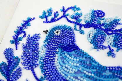 Bead Embroidery Kit Blue bird DIY Abris Art