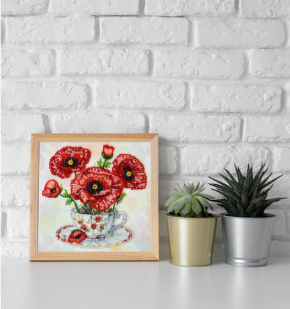Bead Embroidery Kit Poppies Flower DIY Abris Art