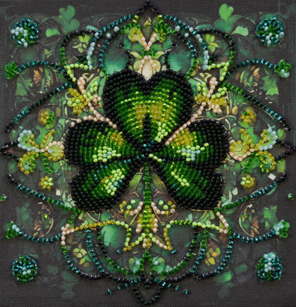 Bead Embroidery Kit Good luck clover DIY Abris Art