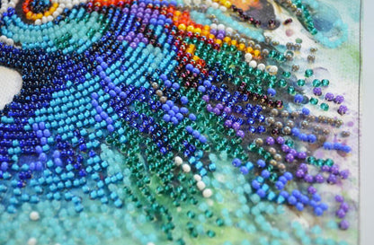Bead Embroidery Kit Peacock DIY Abris Art
