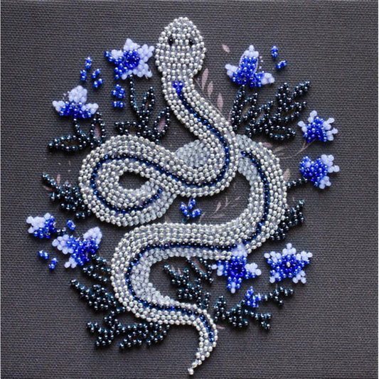 Bead Embroidery Kit Silver snake DIY Abris Art