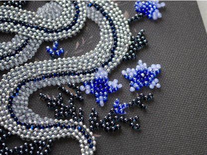 Bead Embroidery Kit Silver snake DIY Abris Art
